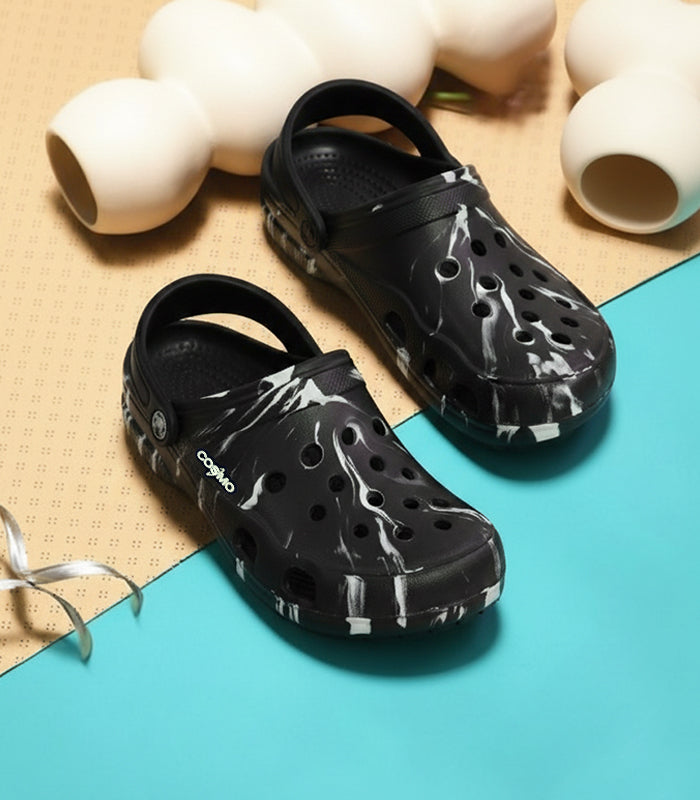 Leopard series marble print clogs