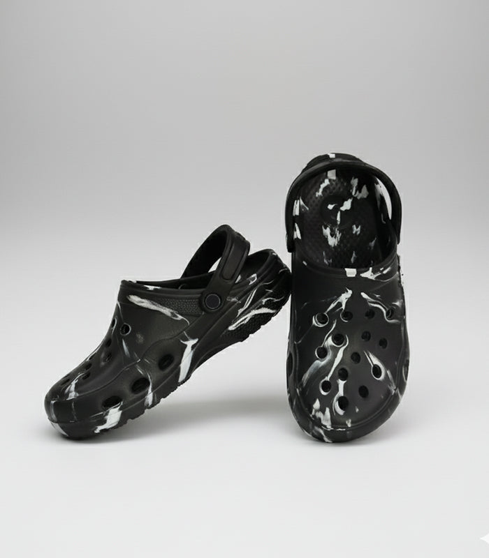 Leopard series marble print clogs